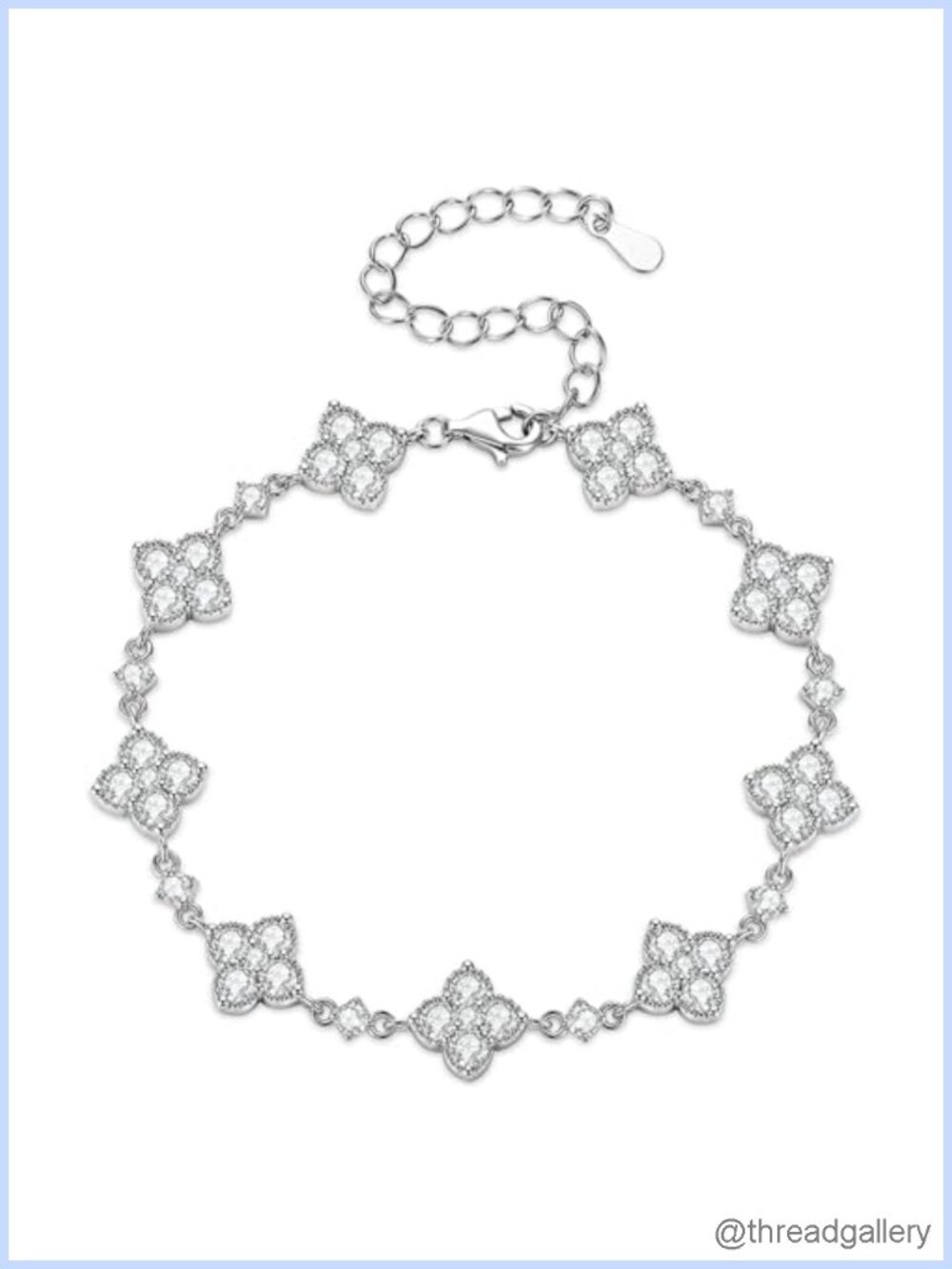Moissanite Tennis Bracelet 14K Gold Filled Four-Leaf Clover